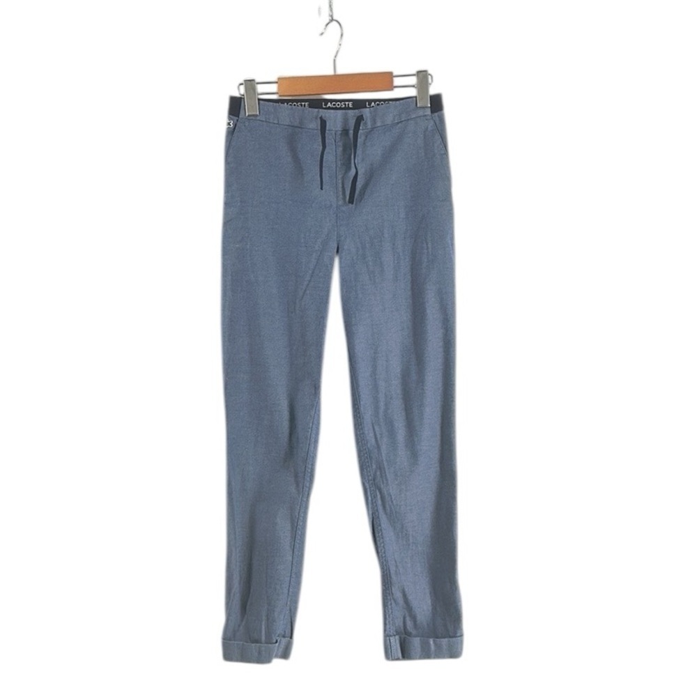 Lacoste Sky Blue Elastic Waist With Drawstring Straight-Leg Track Pants Size 14